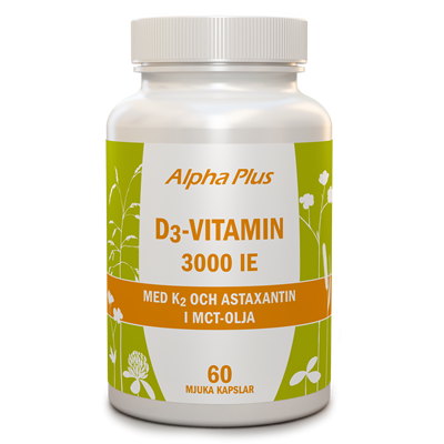 D3-vitamin 3000 IE + K2 60 kap burk